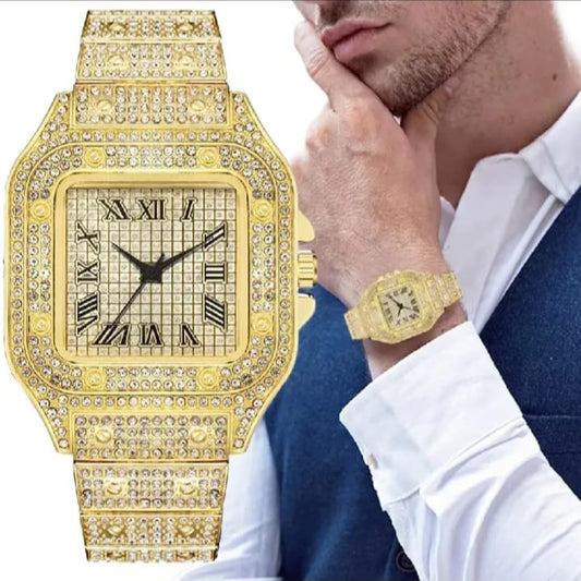 HOT DEALS Luxury Diamond Men Women Watches Gold Watch Ladies Wrist Watch Luxury Rhinestone Unisex Bracelet Watches Female Clock 2025 new