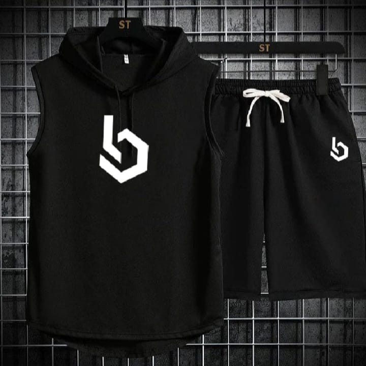 Sign Summer Hooded Tracksuit For Men's ( Hooded T-shirt + Shorts )