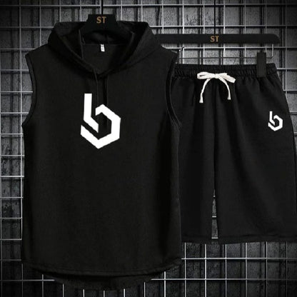 Sign Summer Hooded Tracksuit For Men's ( Hooded T-shirt + Shorts )