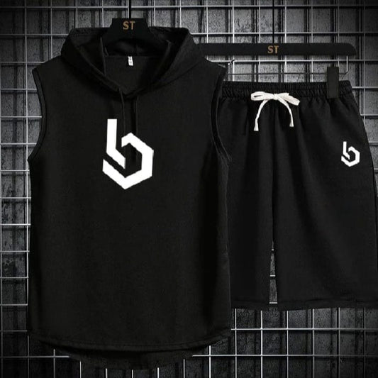 Sign Summer Hooded Tracksuit For Men's ( Hooded T-shirt + Shorts )