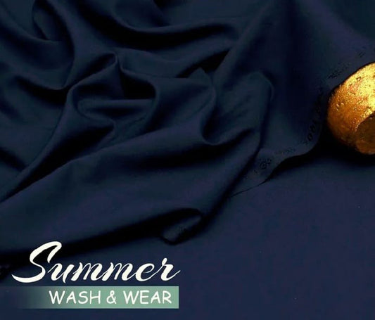 Navy Blue Boski Men Shalwar Kameez Unstitched Suit Wash and Wear Summer Collection