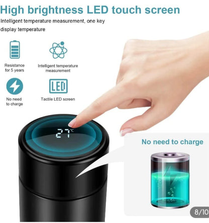 Temperature Water Bottle - LED Temperature Display, Hot Cold vaccum Flasks, Stainless Steel Thermos - LED 500 ML Smart Thermos