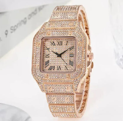 HOT DEALS Luxury Diamond Men Women Watches Gold Watch Ladies Wrist Watch Luxury Rhinestone Unisex Bracelet Watches Female Clock 2025 new