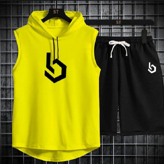 Sign Summer Hooded Tracksuit For Men's ( Hooded T-shirt + Shorts )