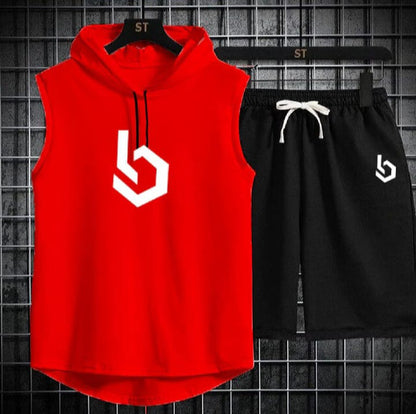 Sign Summer Hooded Tracksuit For Men's ( Hooded T-shirt + Shorts )