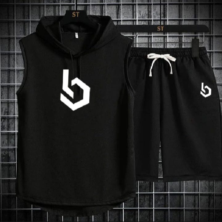 Sign Summer Hooded Tracksuit For Men's ( Hooded T-shirt + Shorts )