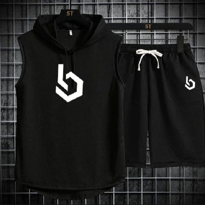 Sign Summer Hooded Tracksuit For Men's ( Hooded T-shirt + Shorts )